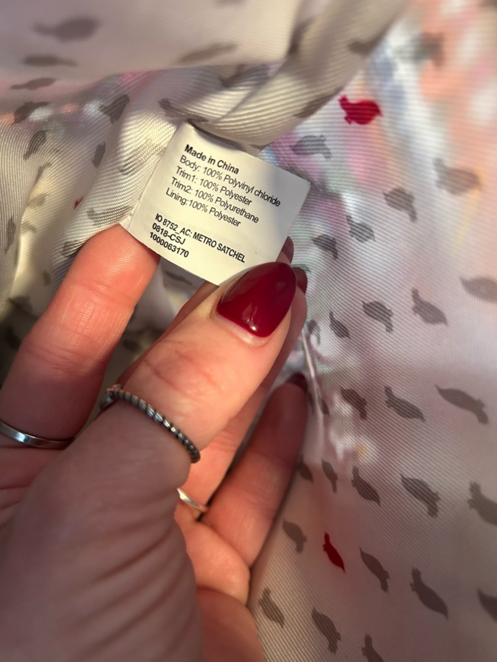 Sakroots Metro Tote Burgundy Faux Suede & Multicolor Pattern Shoulder Bag - Picture 16 of 16